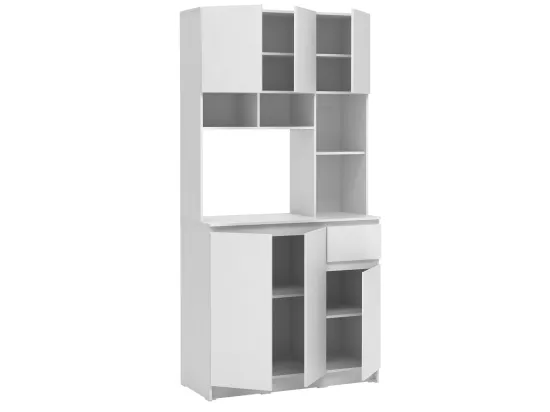 Buffet de cuisine avec 6 portes, 1 tiroir et 5 niches - Blanc - NIZALI