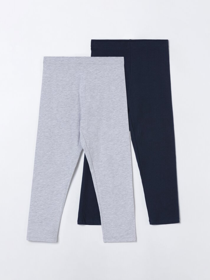 Conjunto com 2 Leggings Curtas - Azul Marinho