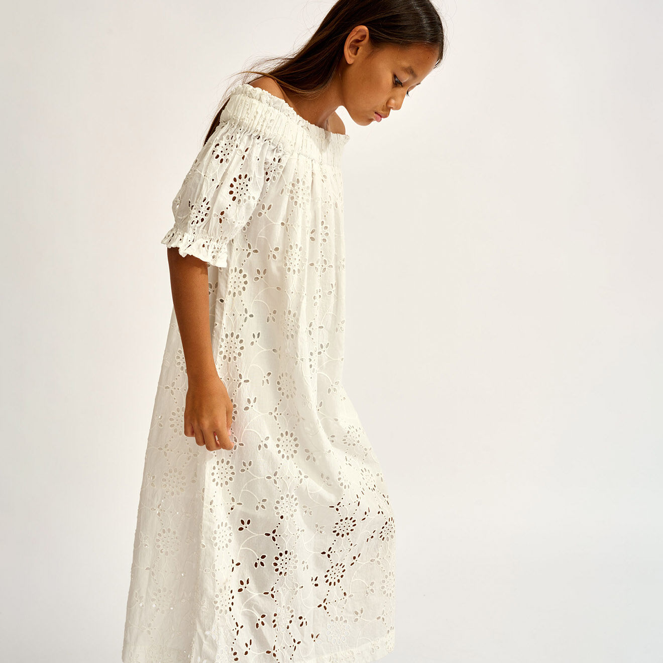 Bellerose Robe en Popeline brodée Henna blanche