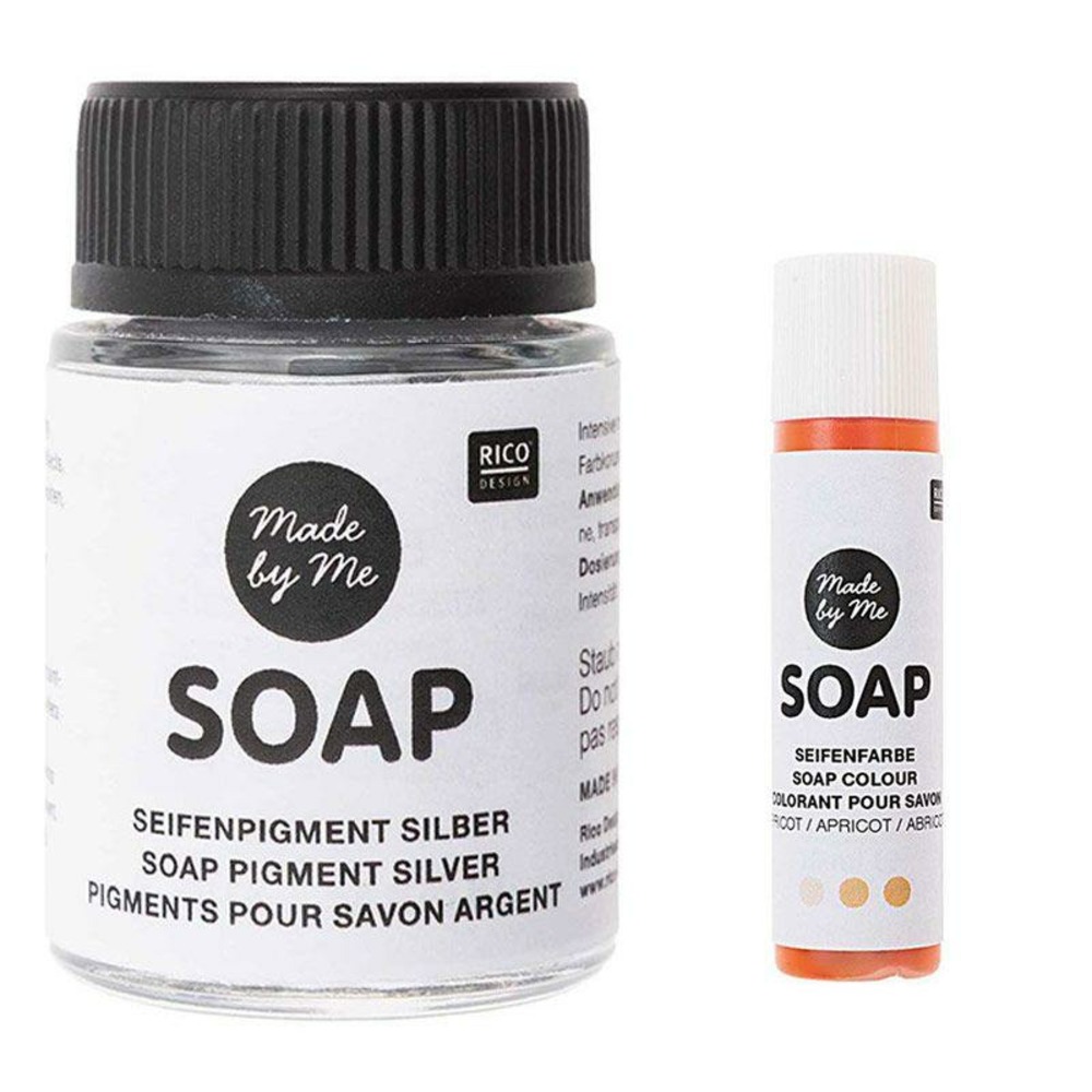 Pigment argenté pour savon 20 ml + colorant orange abricot
