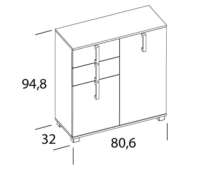 Kommode LUCA 80,6 x 94,8 cm weiß/ Eiche Landhaus
