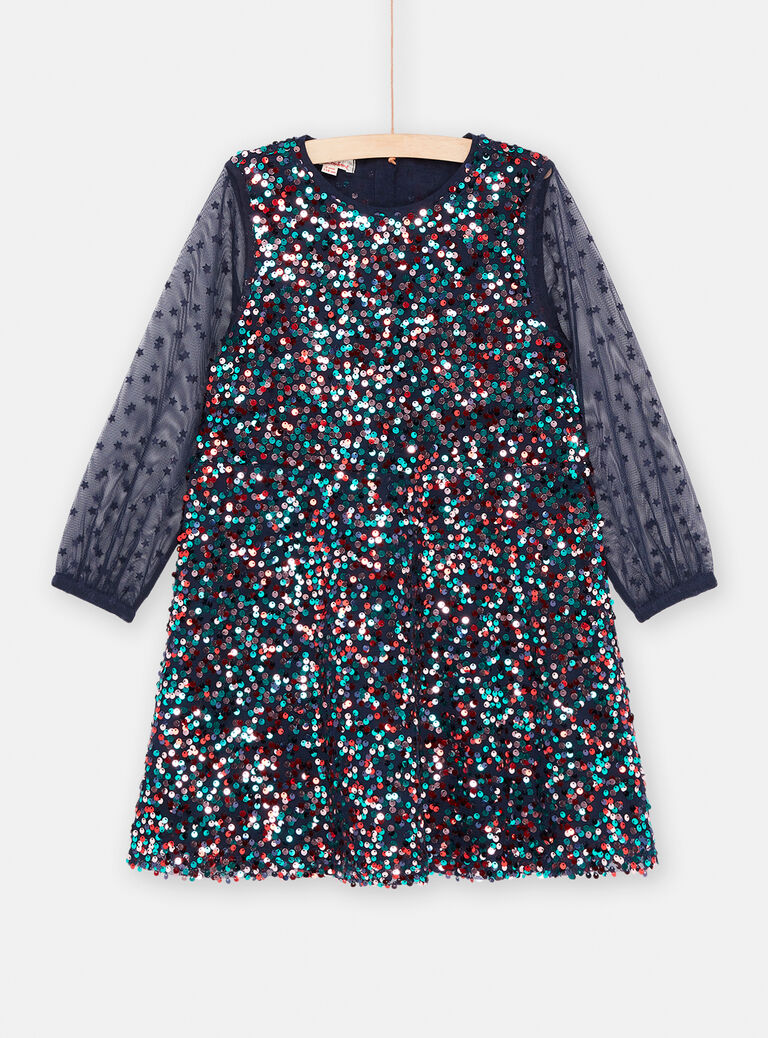 Robe marine à sequins pour fille
