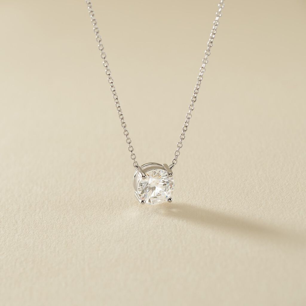 Collier Argent Blanc Aroha Oxyde De Zirconium