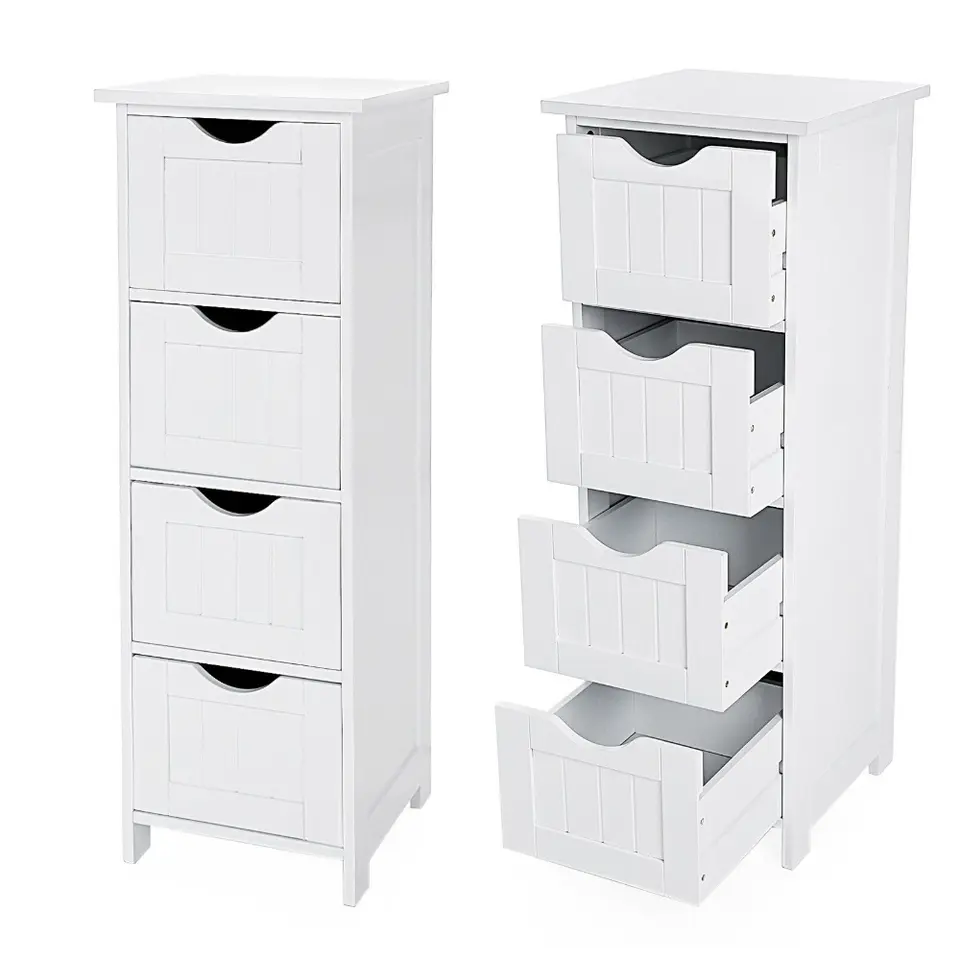 Ladekast - badkamer - 4 vakken - 30x82x30 cm - wit