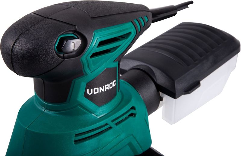 VONROC - Handpalmschuurmachine - Multifunctioneel - Puntvormige Schuurzool - Stofopvangbox