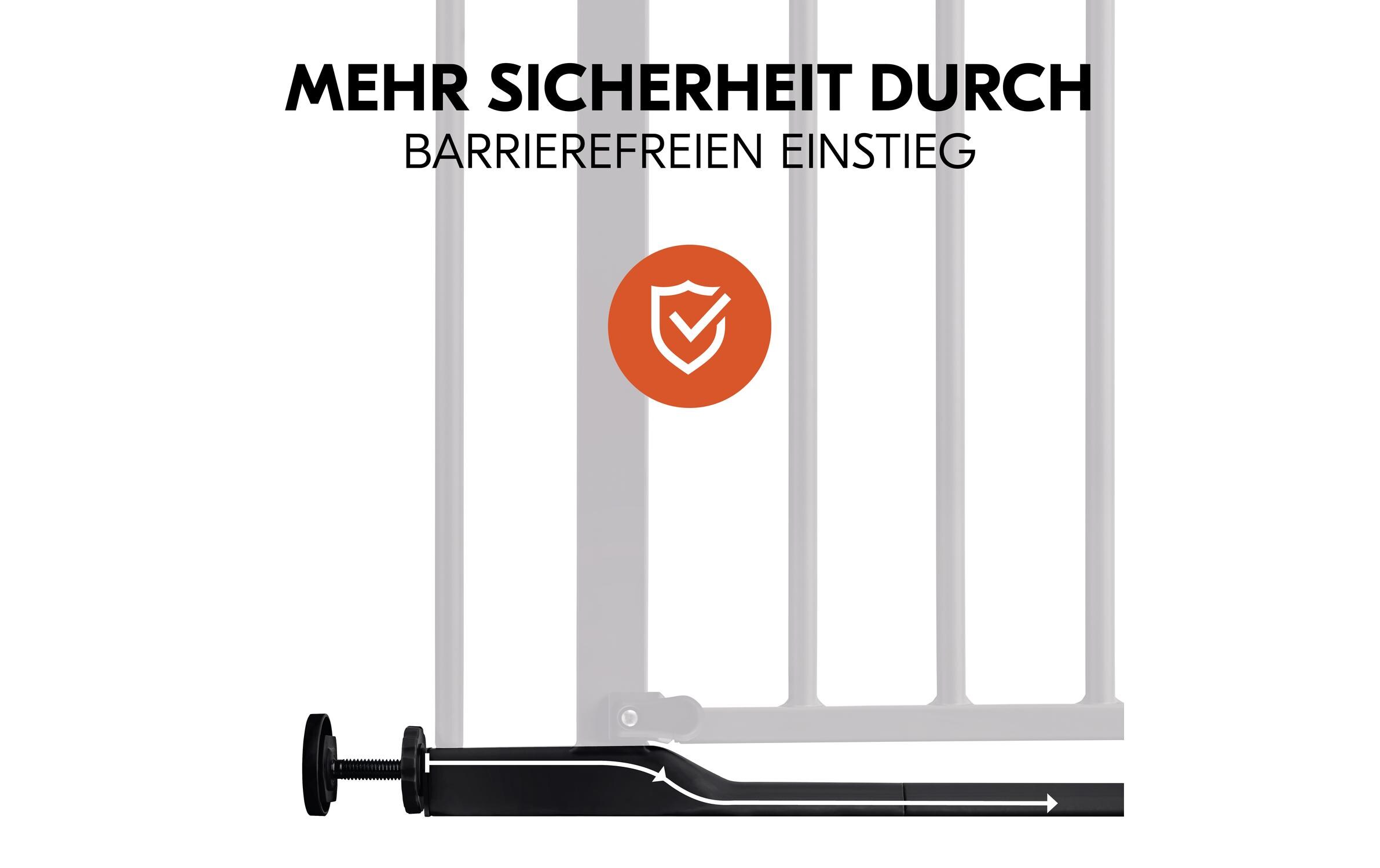 Türschutzgitter Clear Step 2 Schwarz 75 cm - 80 cmBarrierefreies, manuell schliessendes Tür- und Treppenschutzgitter-Set