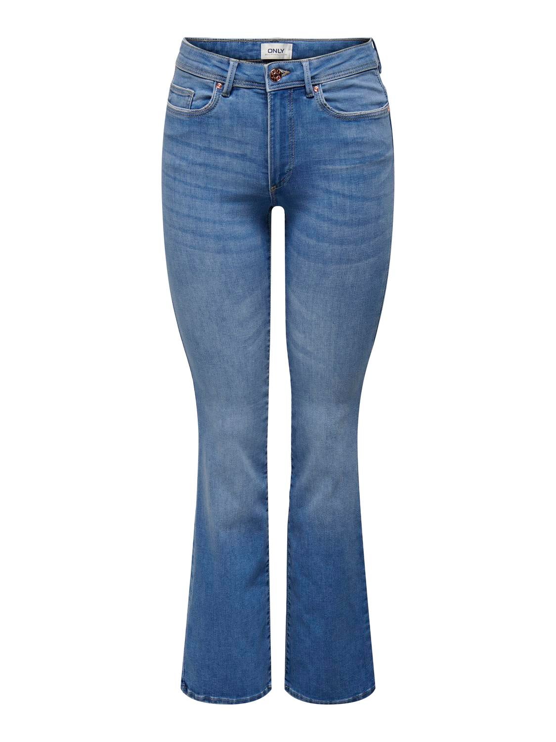ONLWAUW Hohe Taille Ausgestellt Jeans Light Medium Blue Denim
