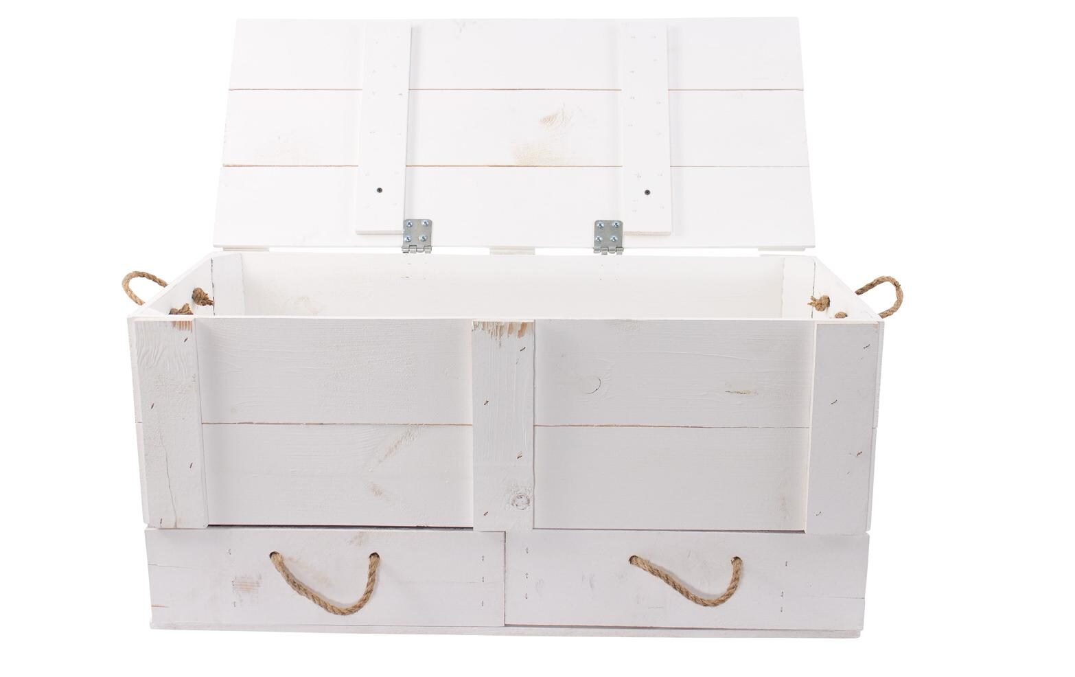 Truhe Vintage Weiss, 85 x 40 cmHolztruhe mit 2 Schubladen