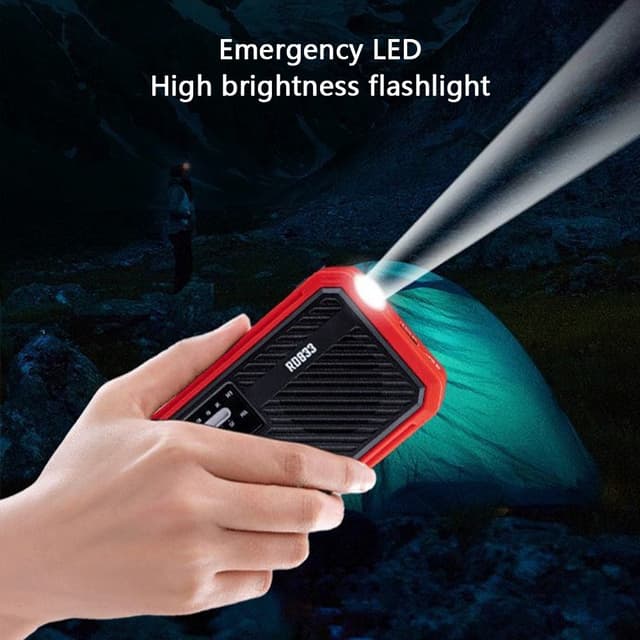 AM FM Radio Solar Charging Håndsving LED lommelygte PowerBank