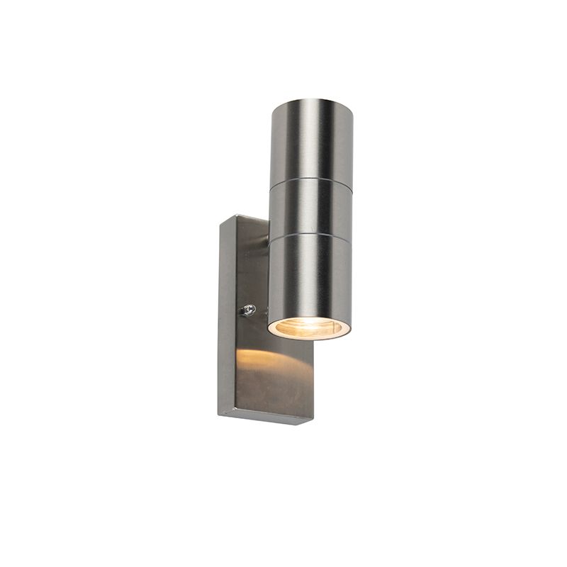 Buiten wandlamp staal 2-lichts IP44 met schemersensor - Duo