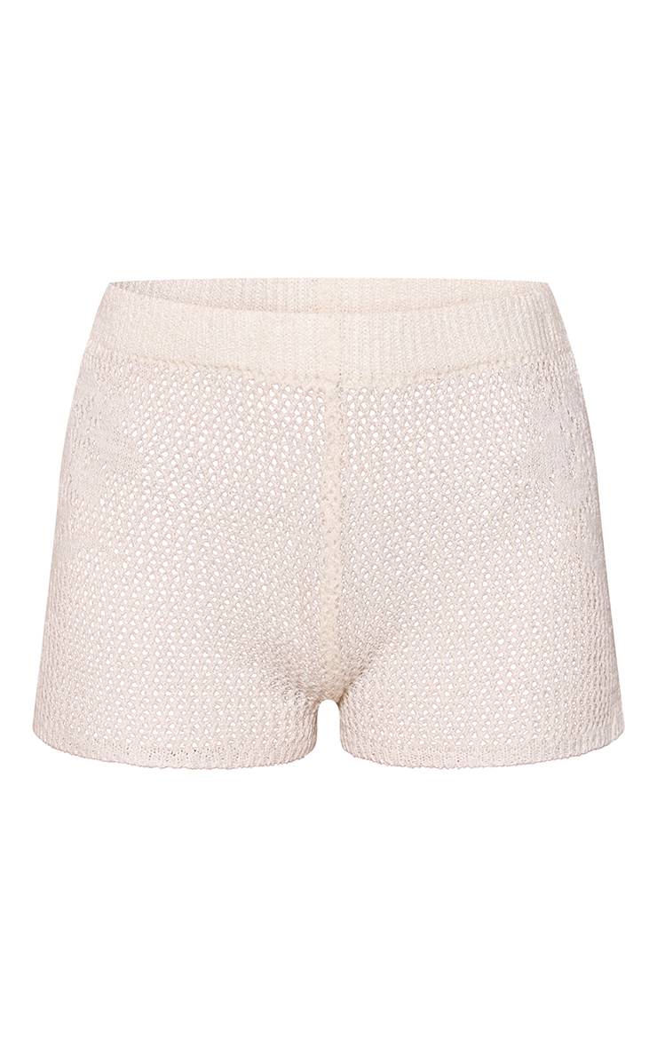 Crème Short Mini En Crochet Ajouré