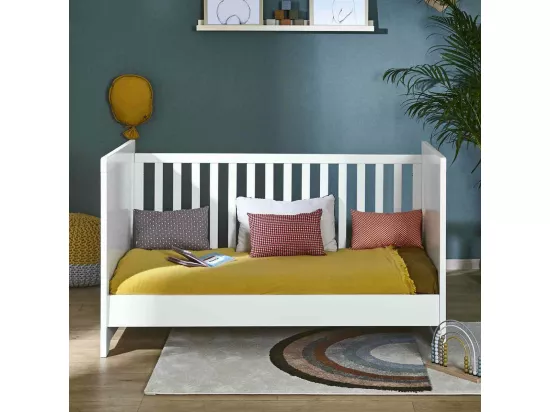 Lit bébé évolutif 70x140 cm bois massif blanc MONA