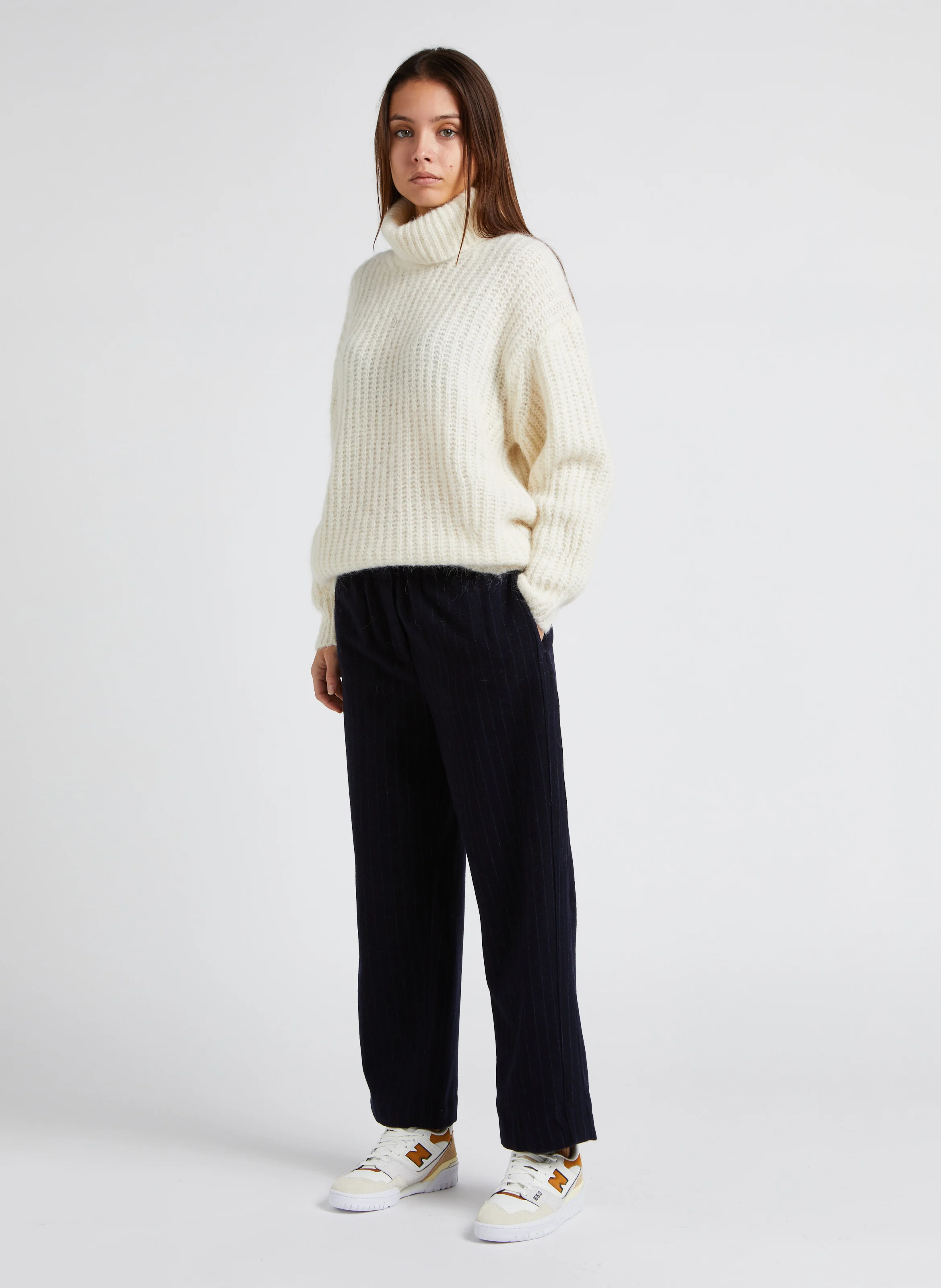 PENNY - Pantalon droit en laine mélangée | Bleu
