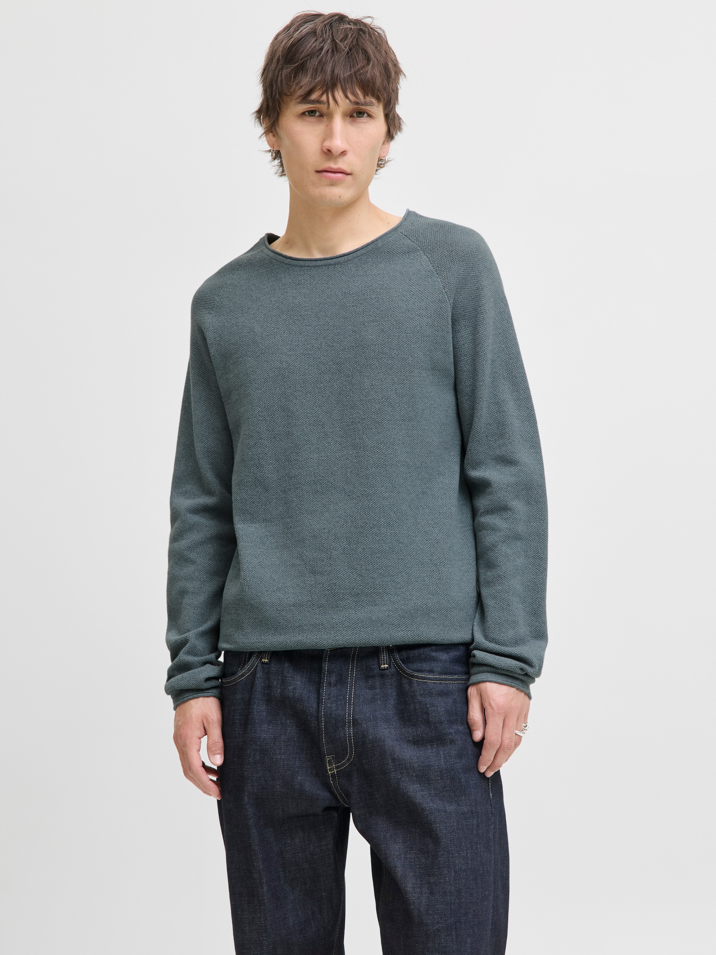 Jack & Jones Rundhalspullover »JJEHILL KNIT CREW NECK NOOS«, mit Strukturstrick