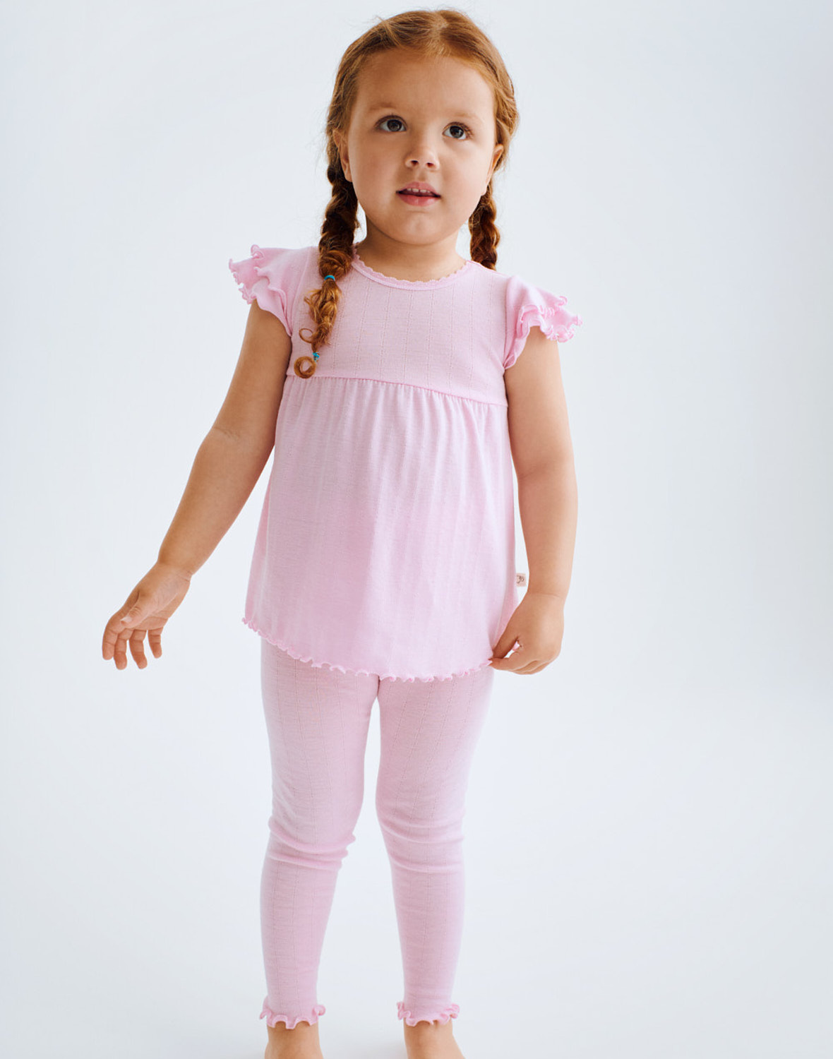 Pointelle T-shirt van merinowol/zijde voor baby's