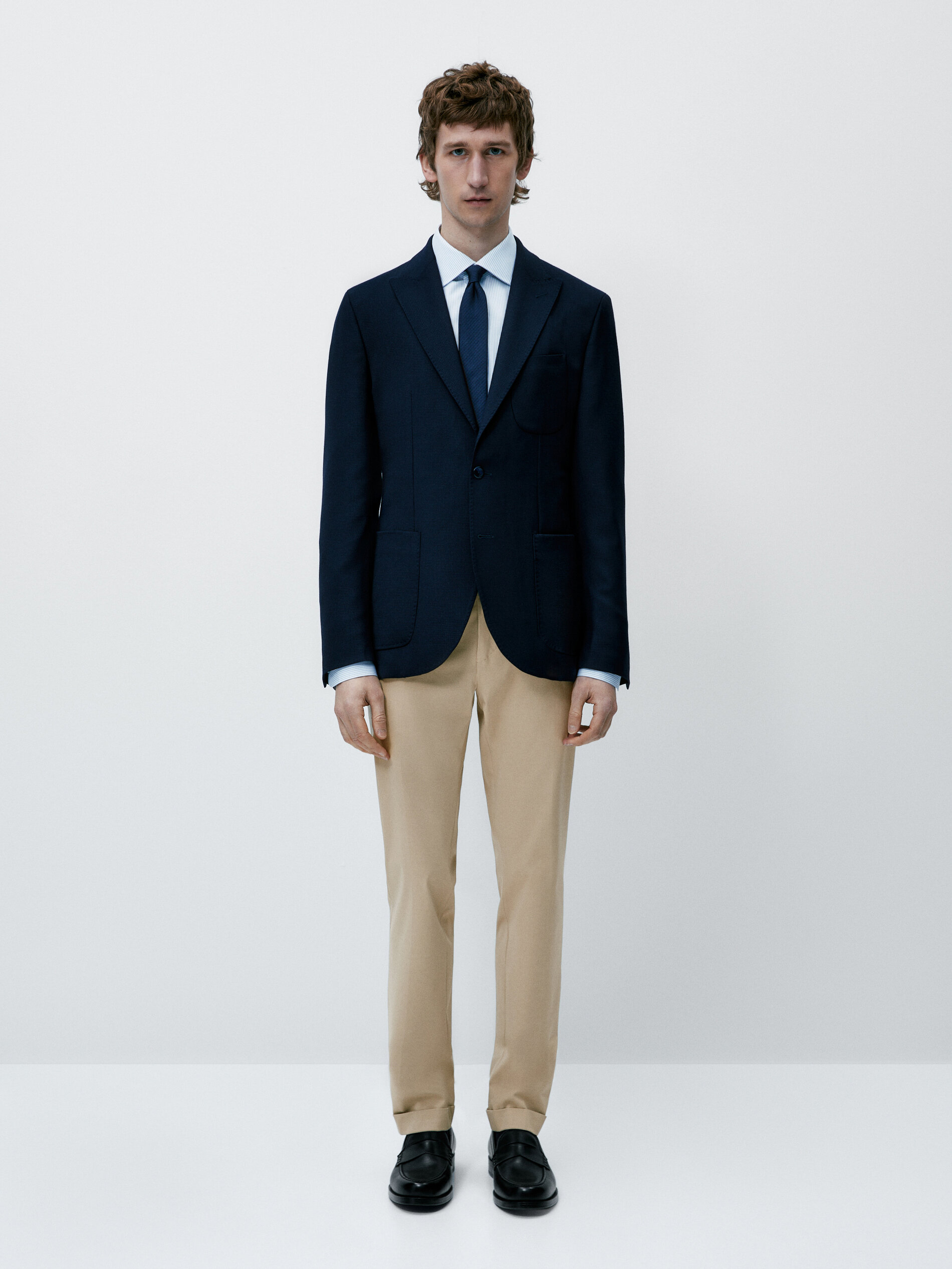 Blazer estruturado em lã azul marinho - AZUL MARINHO