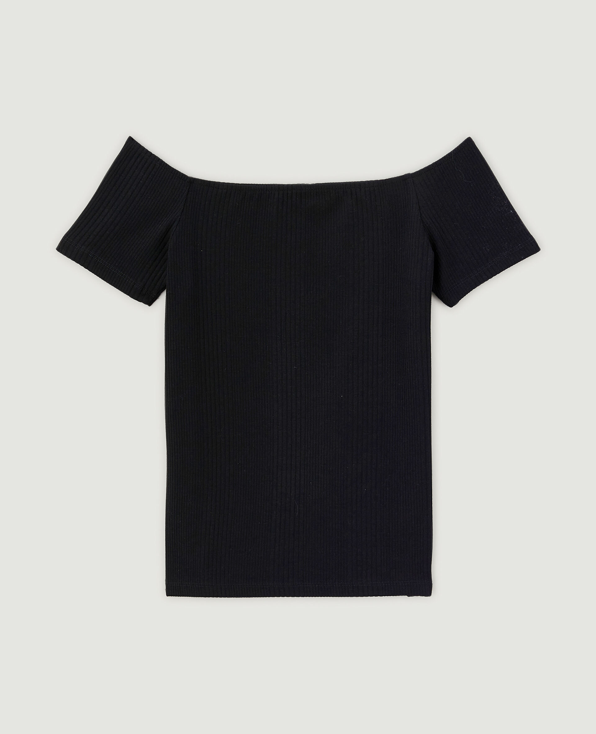 Top encolure Bardot maille côtelée - Noir