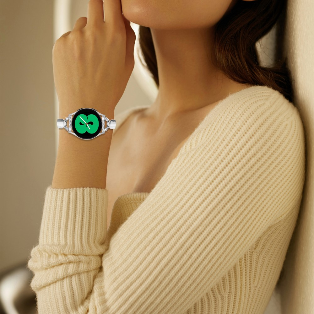 Samsung Galaxy Watch 4 (40mm) Strassstein Armreif Edelstahl Schmuckarmband - Silber