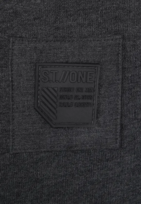 Sweatshirt mit Troyerkragen - storm grey melange