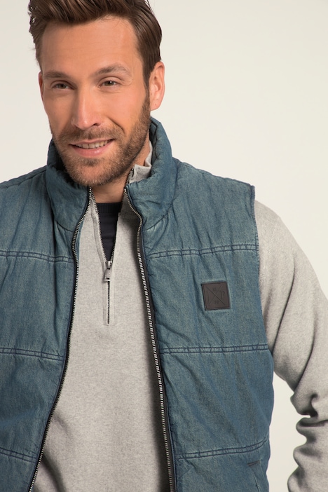 Weste, Denim, Jeans-Look, Warmfutter, Stehkragen, bis 8 XL