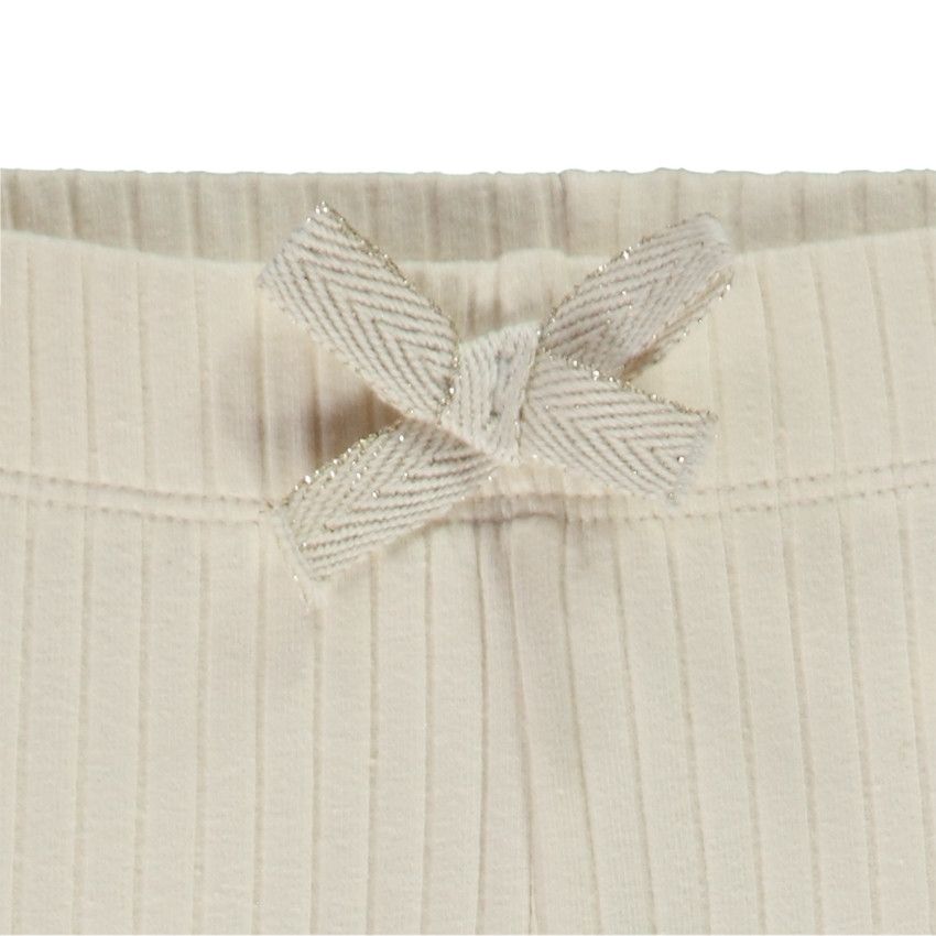 Legging côtelé à nœud pour fille - Ecru