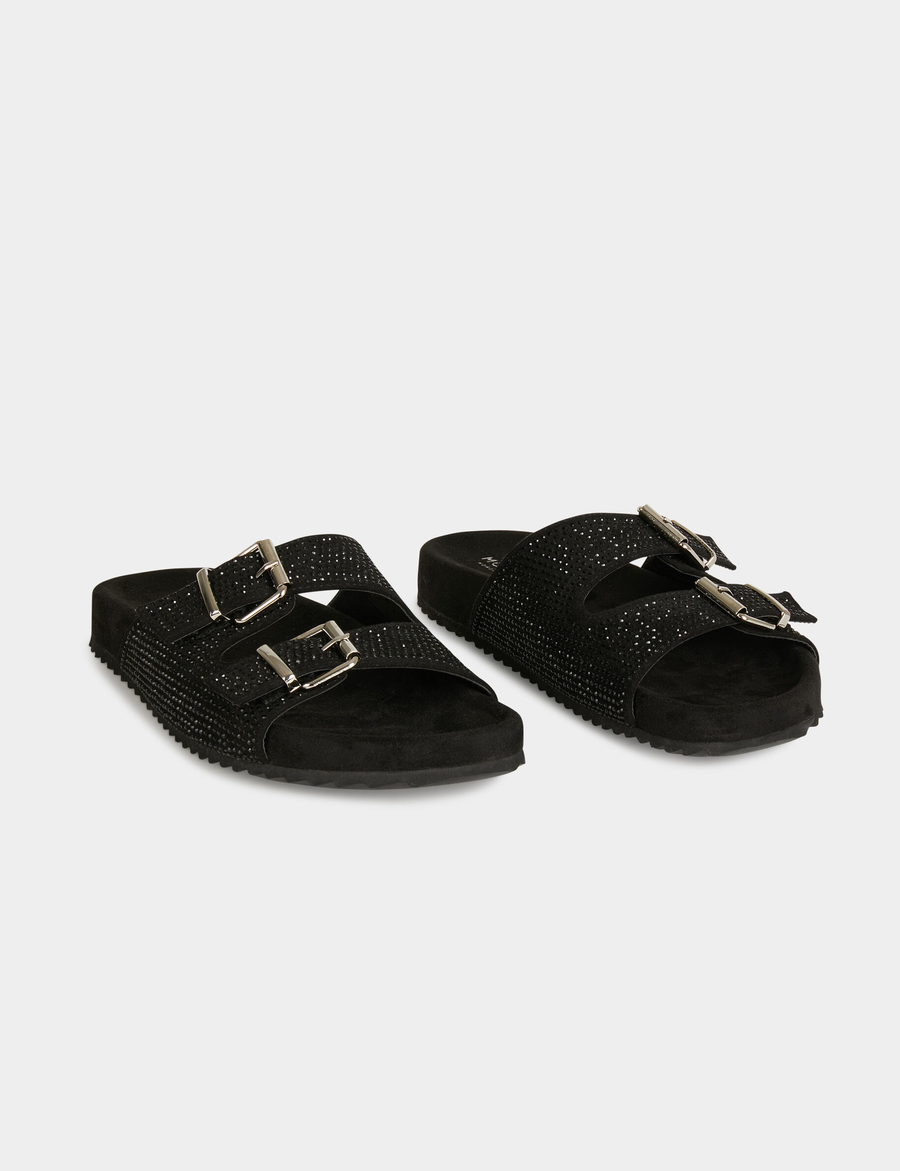 Mules à strass et boucles noir femme - noir