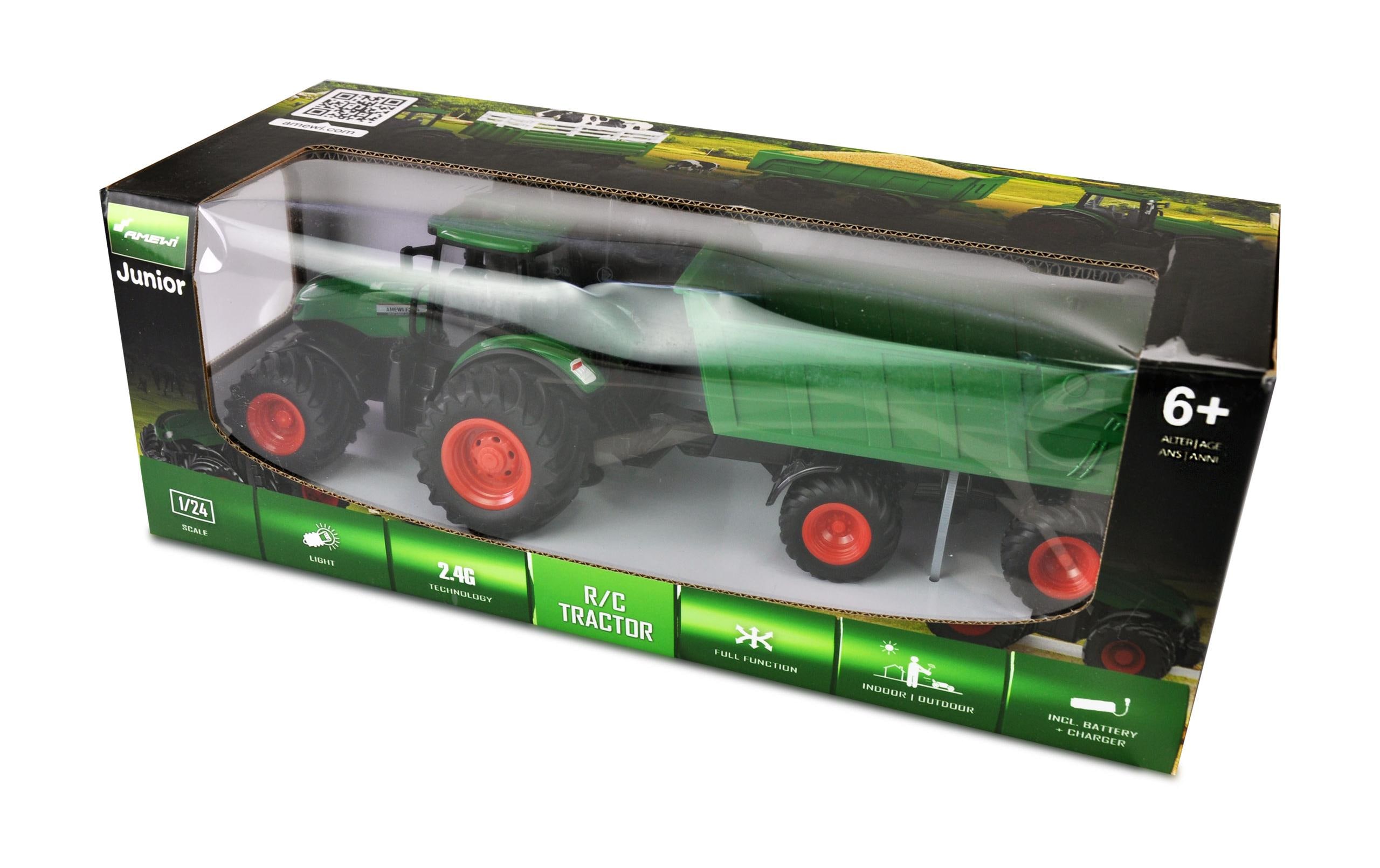 Traktor mit Kippanhänger, Grün 1:24, RTRFerngesteuerter Traktor mit Licht und Sound
