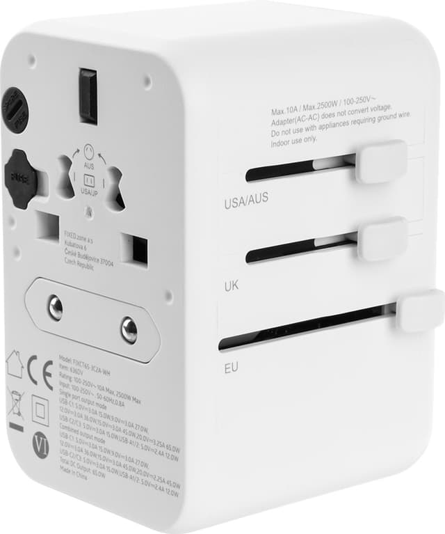Fixed World 65W rejseadapter (hvid)