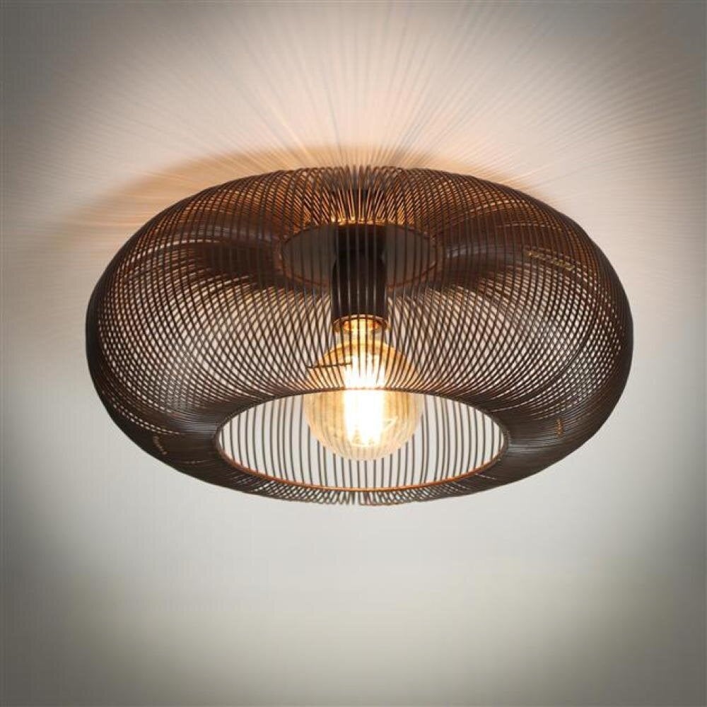 famlights | Lola plafondlamp in antiek koper en zwart E27