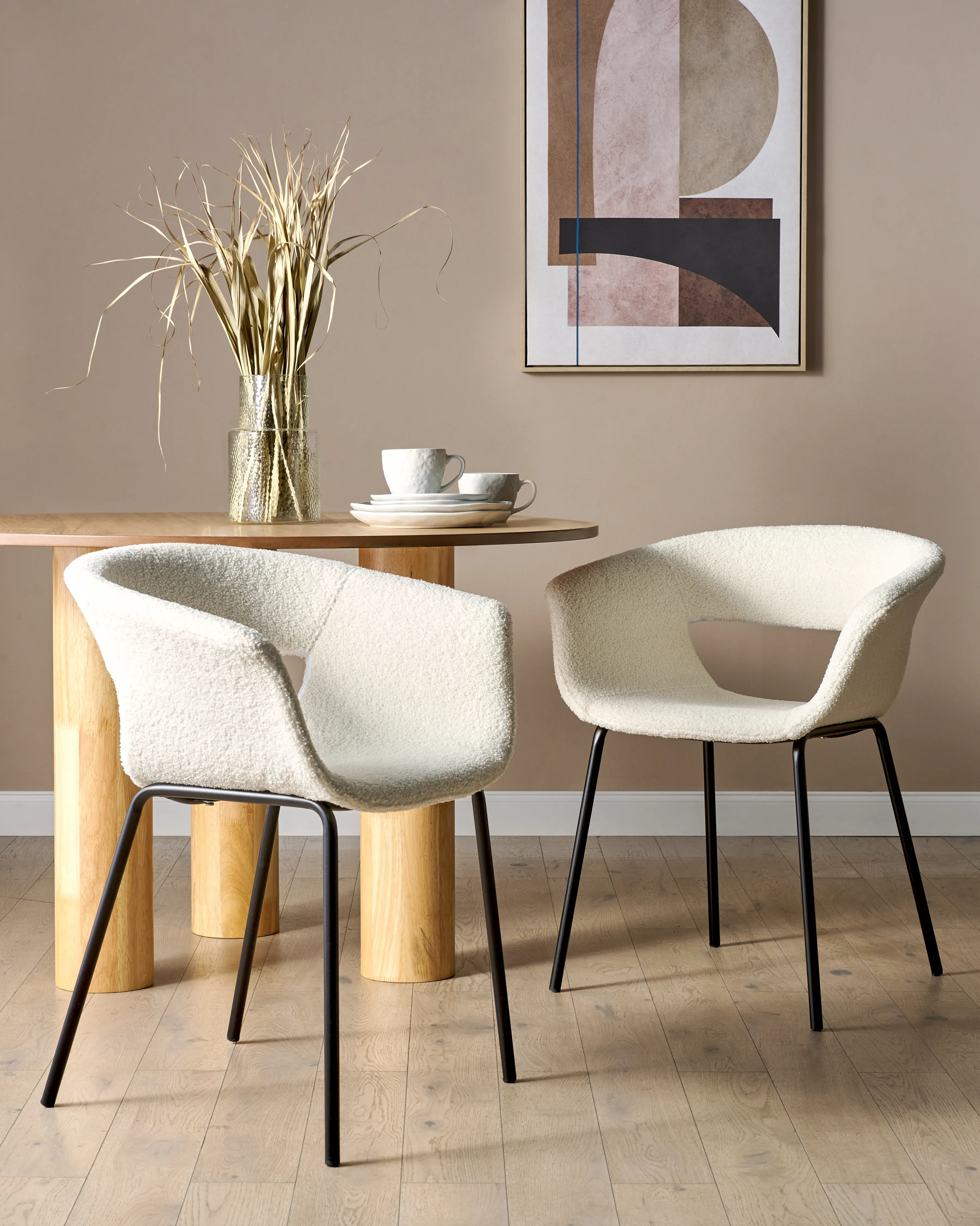 Set van 2 eetkamerstoelen ELMA Bouclé Gebroken wit