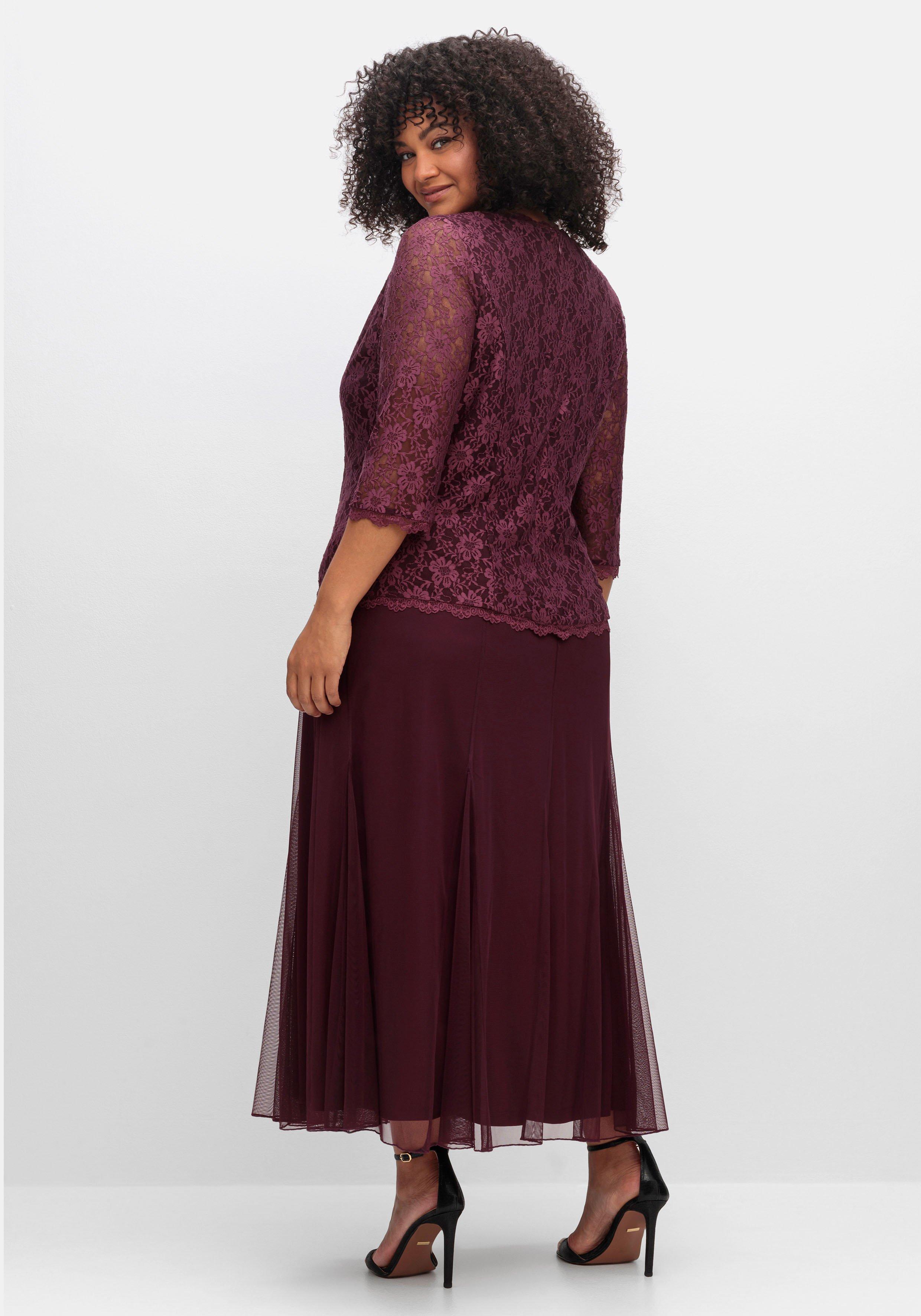 Abendkleid mit Spitzenoberteil und Chiffonrock