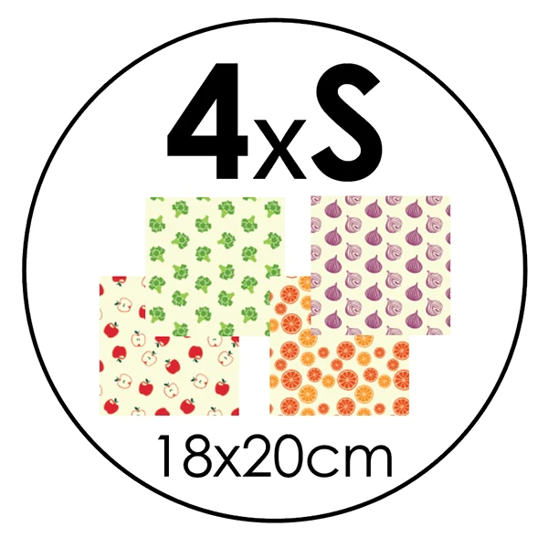 Set de 4 feuilles de conservation cire végétale- taille S Wrapéo