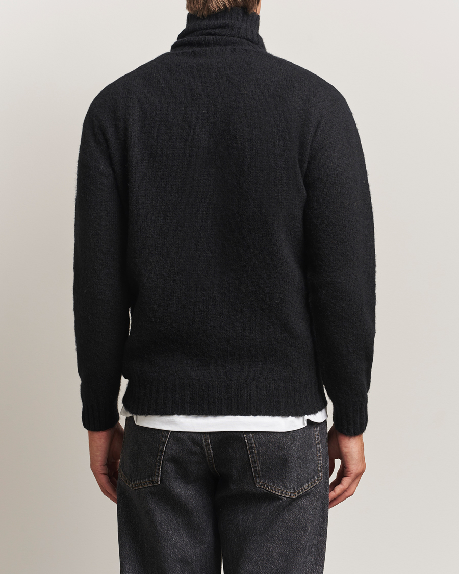 Harley Of Scotland Brushed Supersoft Lambswool Rollneck Black