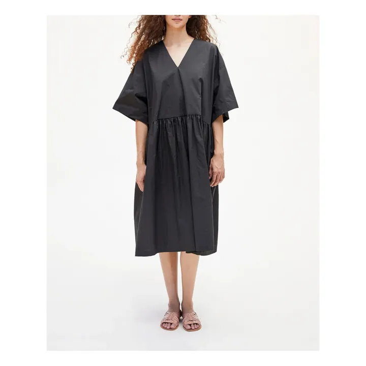 Black Crane Robe Col V | Gris charbon