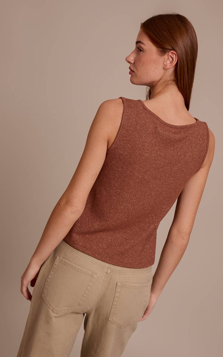 Chocolat Débardeur Gilet Ample En Maille Douce À Col En V