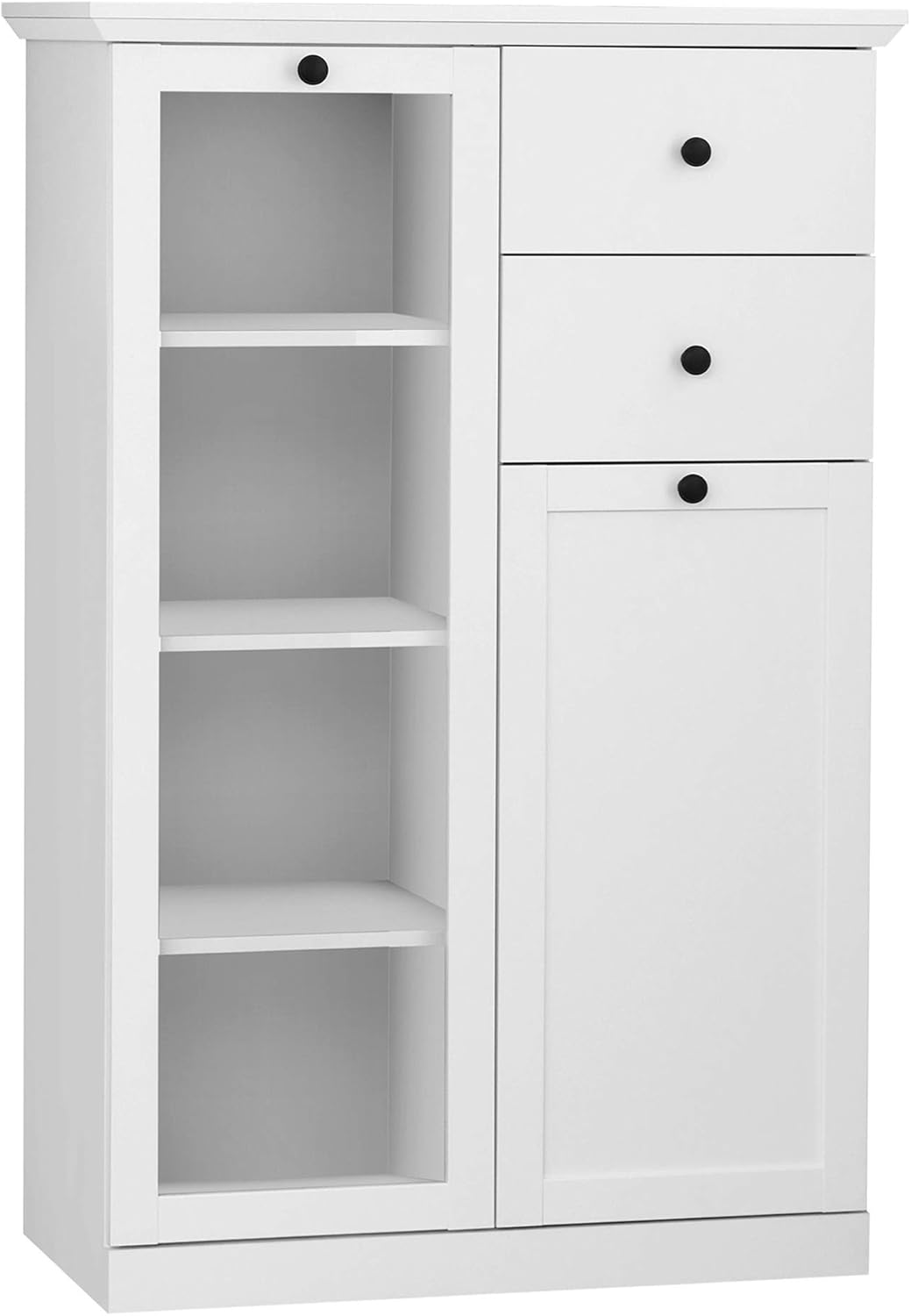 trendteam smart living - Baxter - Vitrine - Weiß - Schrank mit 7 Fächern und 2 Schubladen - (BxHxT) 81 x 129 x 41 cm - Landhausstil - Kratzfest
