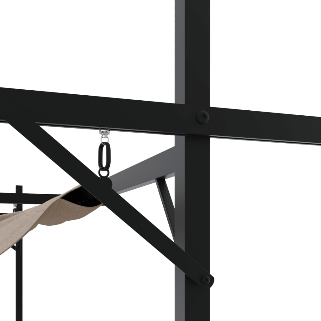 Pergola avec toit rétractable taupe 589x292x230 cm