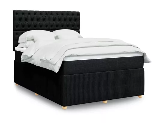 Sommier à lattes de lit avec matelas Noir 160x200 cm Tissu