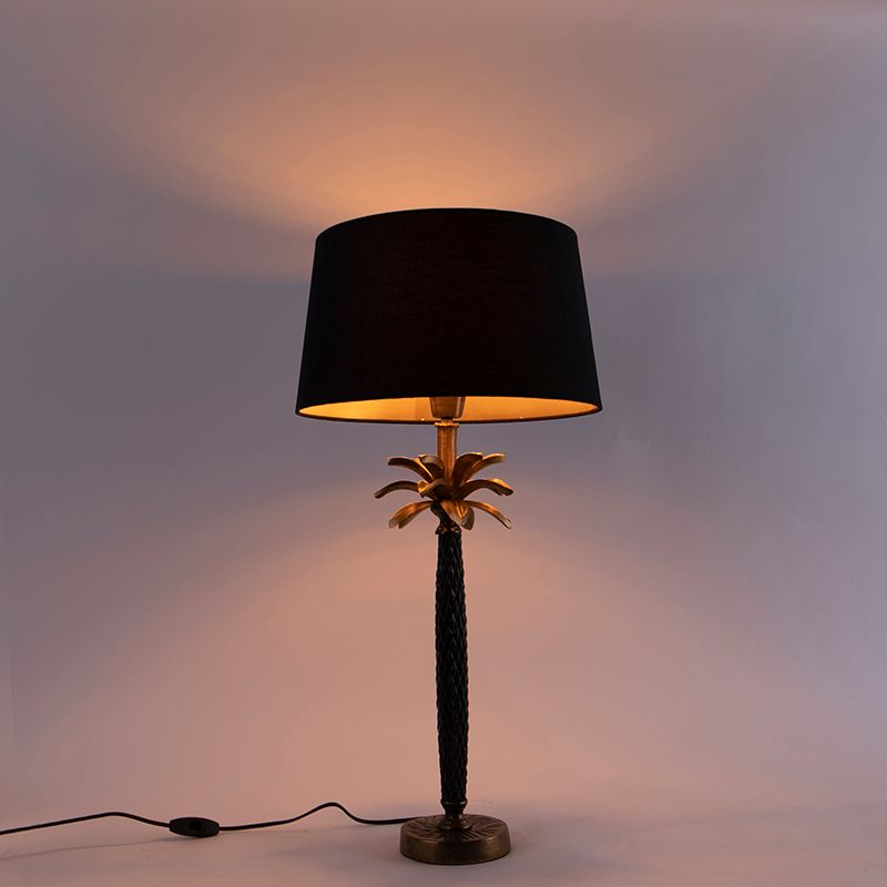 Art Deco tafellamp brons met zwarte kap 35 cm - Areka
