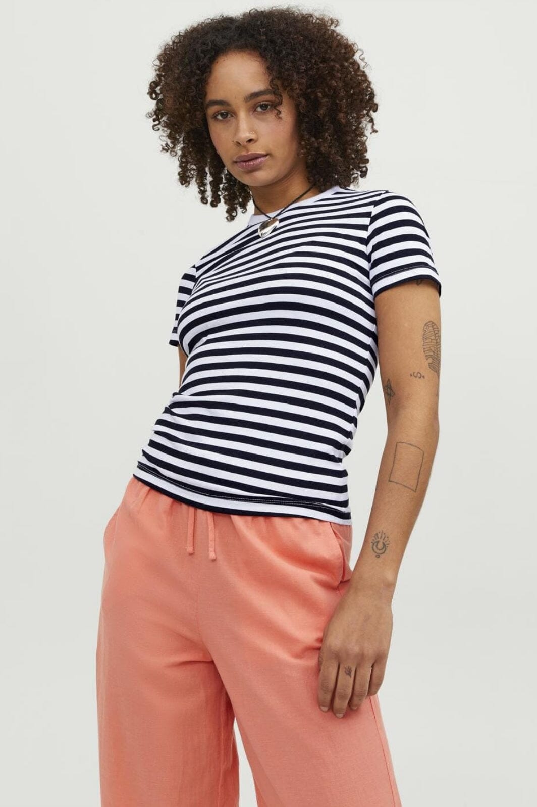 Jjxx Jxgigi Str Ss Stripe Tee Sn 4389663 bright white black