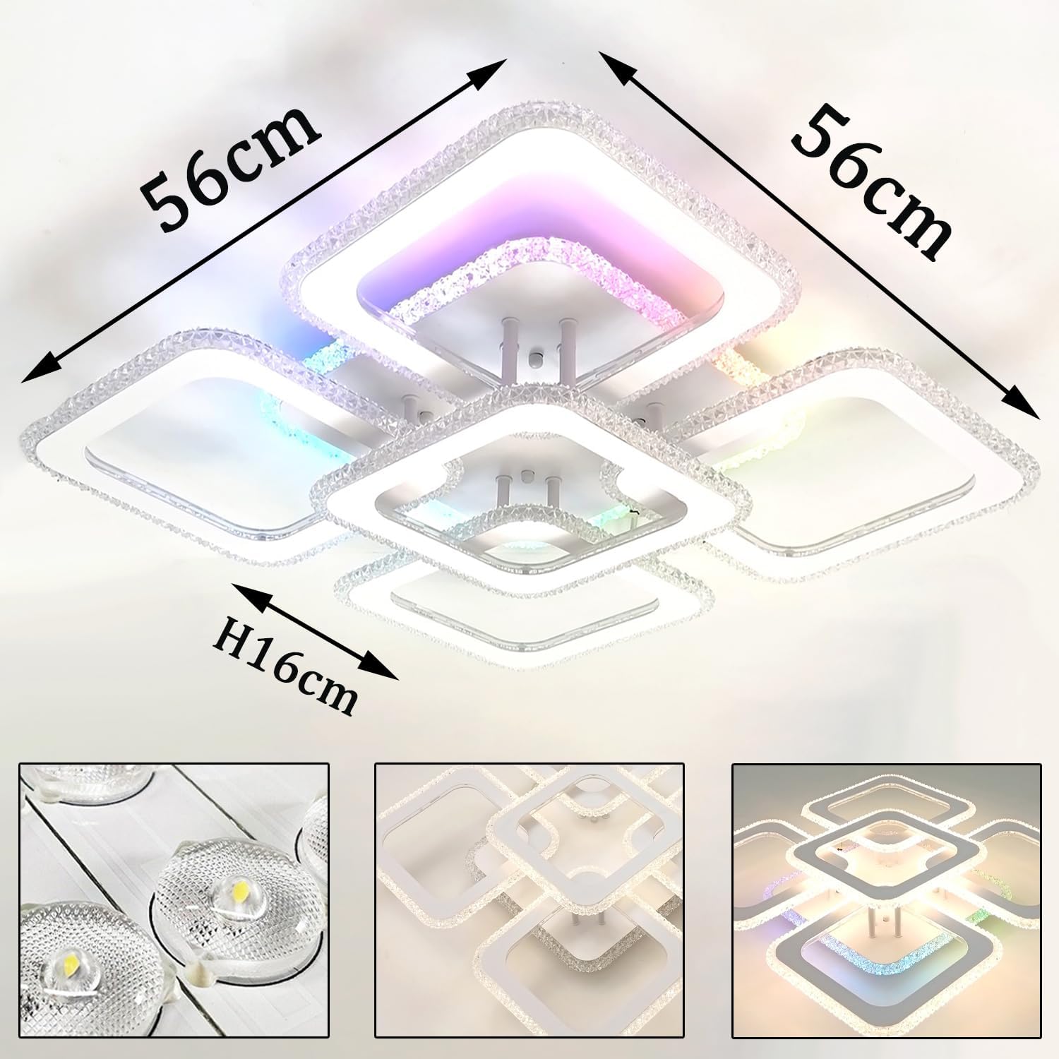 LED Musik Deckenleuchte mit Bluetooth Lautsprecher Wohnzimmerlampe Dimmbar RGB Farbwechsel Deckenlampe mit Fernbedienung Und APP Modern Deckenbeleuchtung Wohnzimmer Kinderzimmer Schlafzimmer Lampe