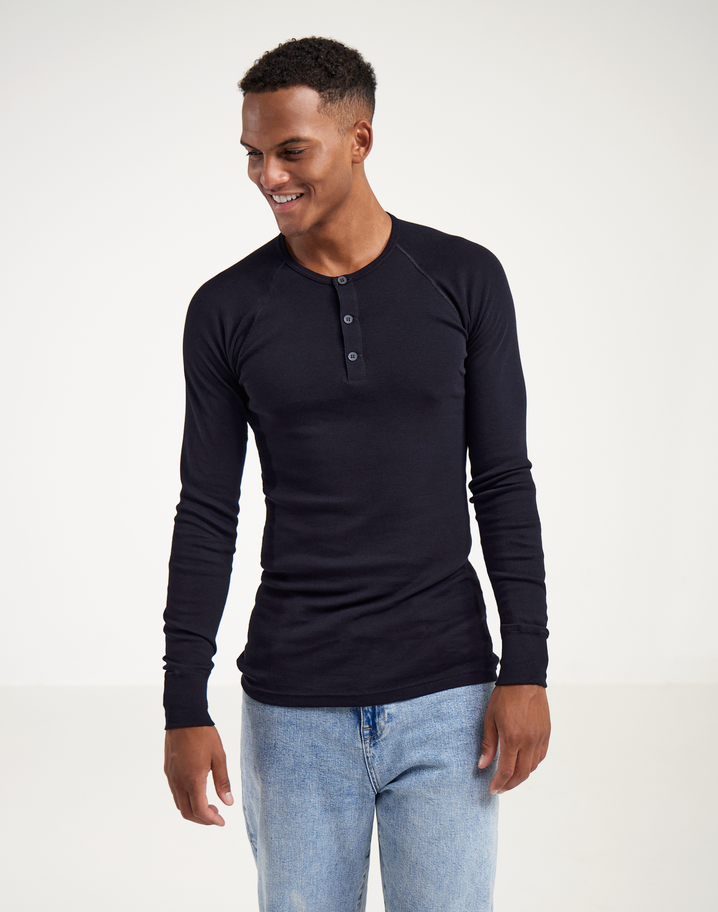 Shirt met knopen van katoen voor heren in Wit