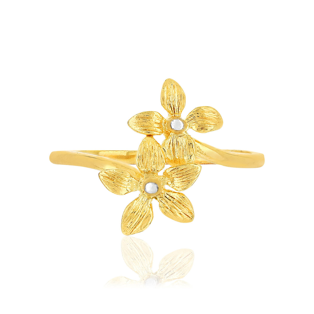 Bague or 375 jaune fleurs