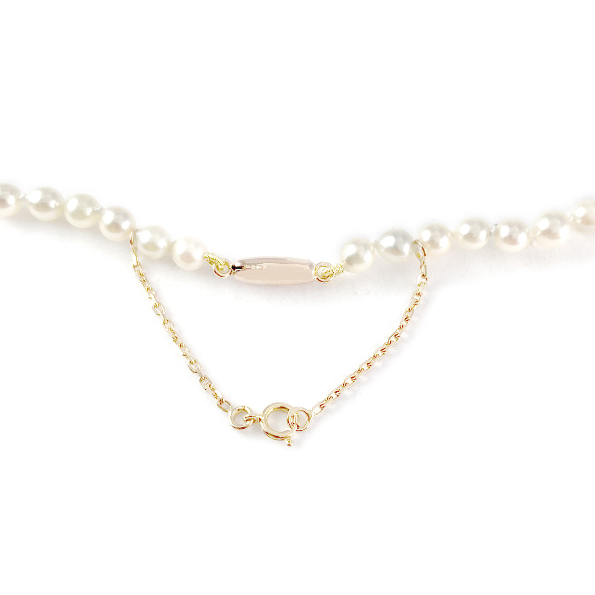Collier choker d'occasion or 750 jaune perles de culture du Japon 43 cm