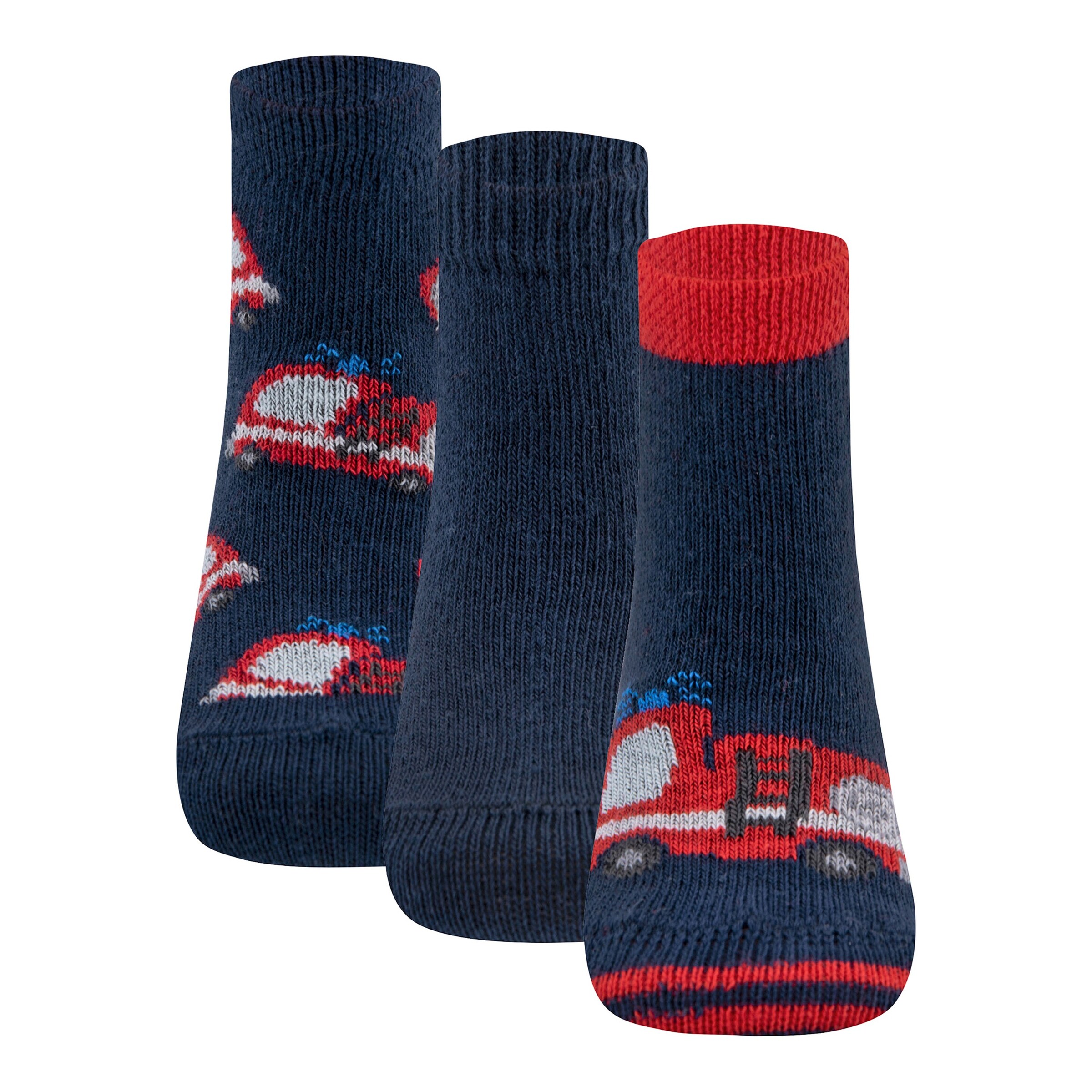 Ewers 3er-Pack Socken Feuerwehr marine/rot