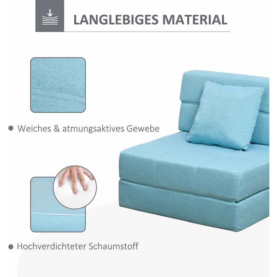 HOMCOM Schlafsessel mit waschbarem Kissen blau