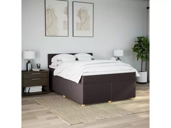 Sommier à lattes de lit avec matelas Marron foncé 160x200 cm