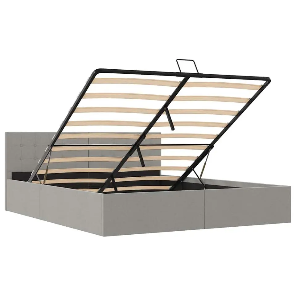 vidaXL - Bed met opbergruimte - Lichtgrijs - Stof - 160x200 cm