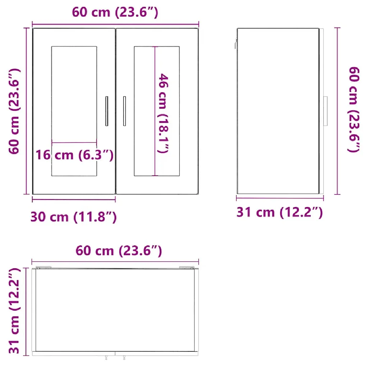 vidaXL Armoire Murale Cuisine Verre Porto Chêne Artisanal