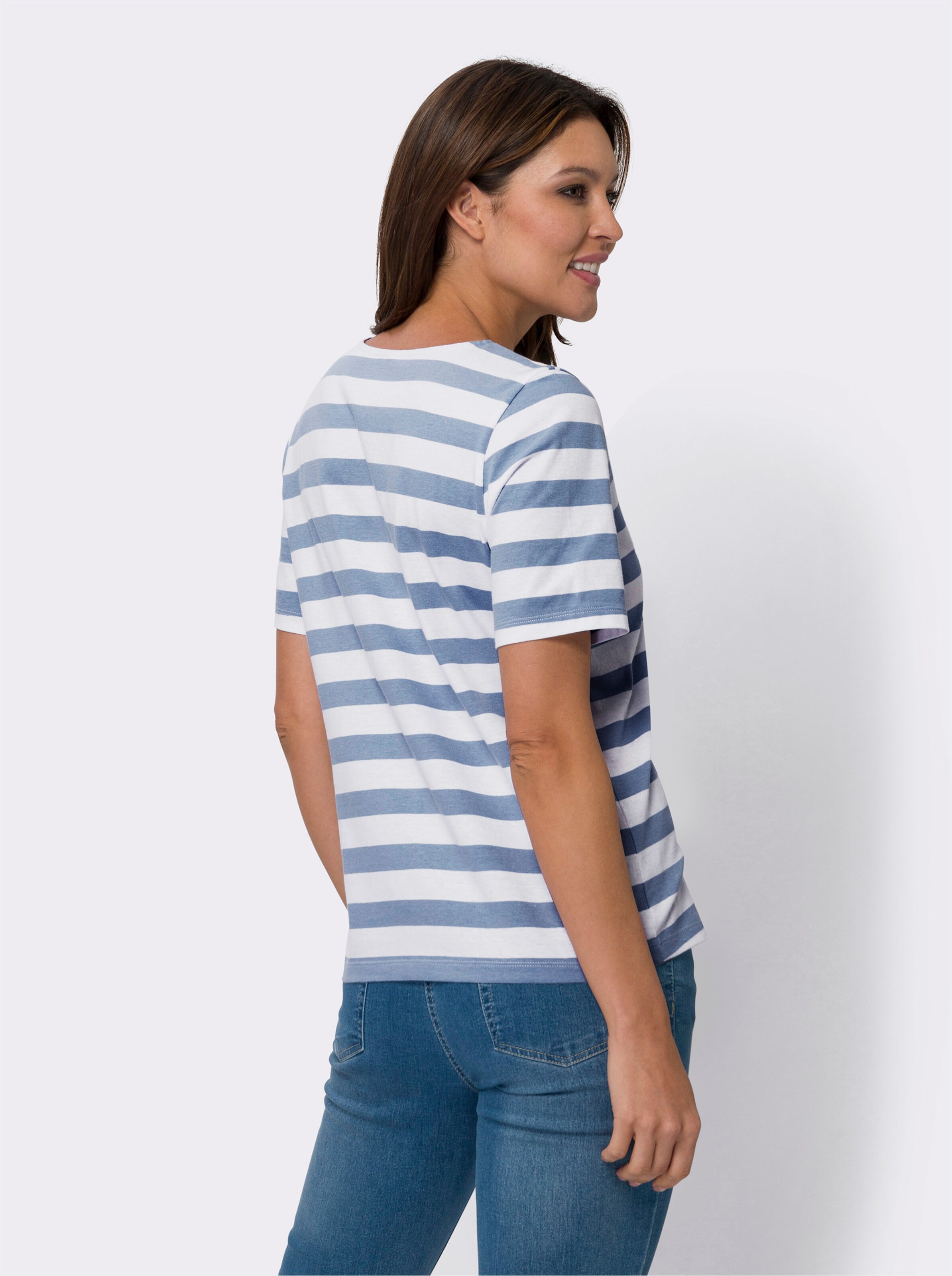 Kurzarmshirt mit garngefärbten Streifen
